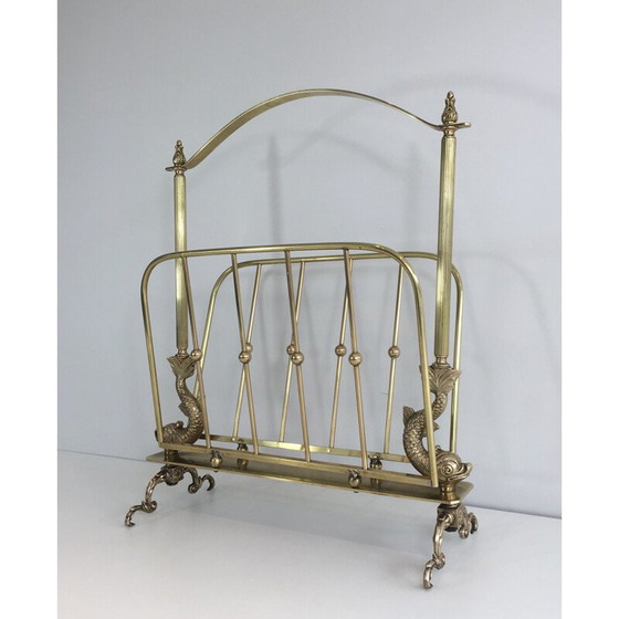 Image 1 of Vintage Neoclassical Brass magazine rack for Maison Jansen, 1940