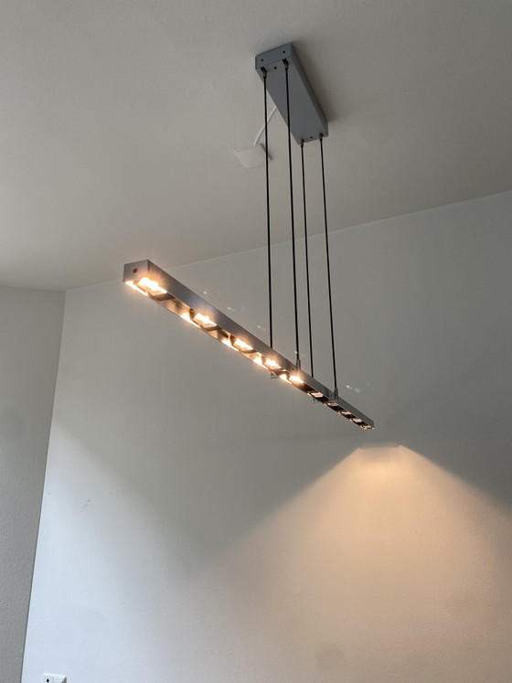 Image 1 of Tiso Tender pendant lamp by Anta, the original, with halogen bulbs for warm light. 165 cm long.