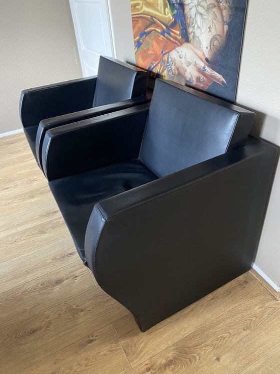 Image 1 of 2 poltrone elementari in pelle di Jean Nouvel Ligne Roset 1991