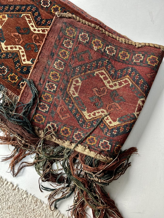 Tappeto orientale vintage, Lana tessuta a mano, Anni '50-'60, Decorazioni murali, Marrone (foto 6 di 7)