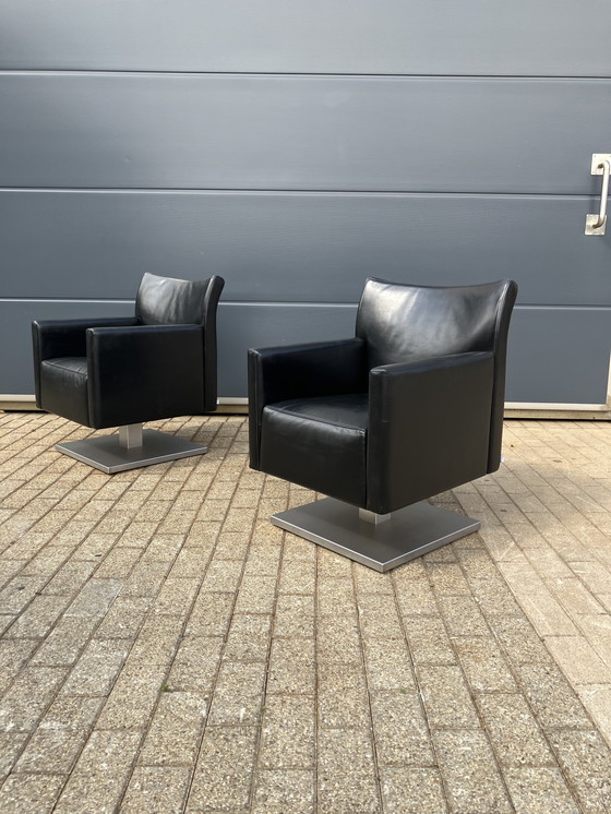 Image 1 of 2x sedie laterali Jori Kubolo in pelle nera Condizioni ottimali!!!