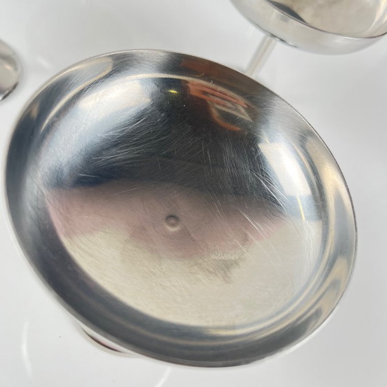 Image 1 of Set van 6 roestvrijstalen Guy Degrenne ijsbekers met lepel