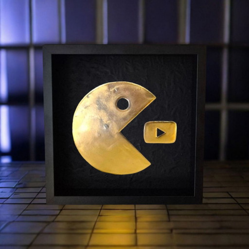 23kt Goud PacTube Kunstwerk Verguld in Lijst 80s en 90s Collectie