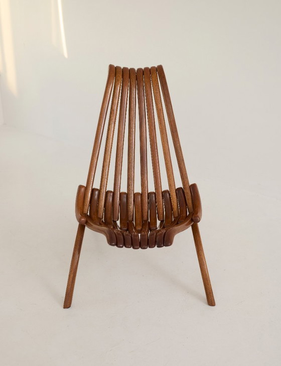 Image 1 of Vintage handcrafted folding chair in solid Iroko wood, circa 1970