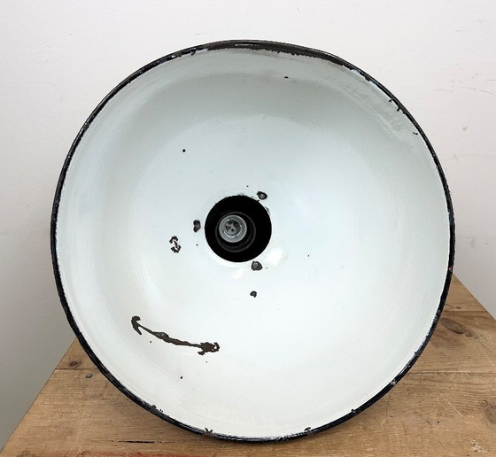 Image 1 of Set of 4 Industrial Bauhaus Black Enamel Pendant Lamps, 1950s