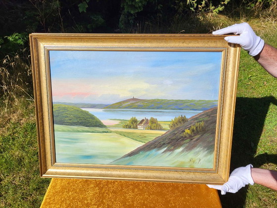 Original Oil Paint, Traditional Painting, Landscape Motive, Himmelbjerget., Paintings & Drawings, Canvas (photo 2 of 11)