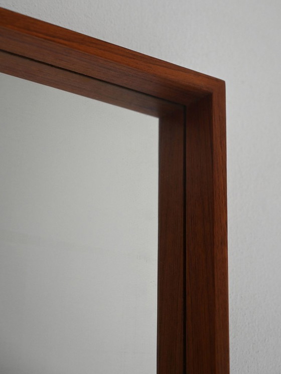 Image 1 of 1970s Scandinavian Minimalist Wall Mirror in Teak