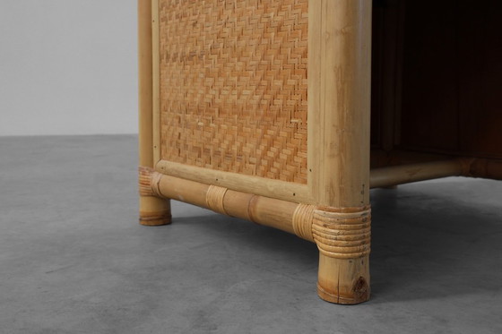 Image 1 of Cómoda o mesilla de noche italiana de bambú y mimbre de los años 70