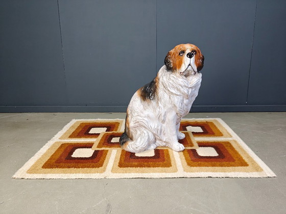 Image 1 of Sculpture de chien Saint-Bernard en terre cuite émaillée vintage grandeur nature, années 1960