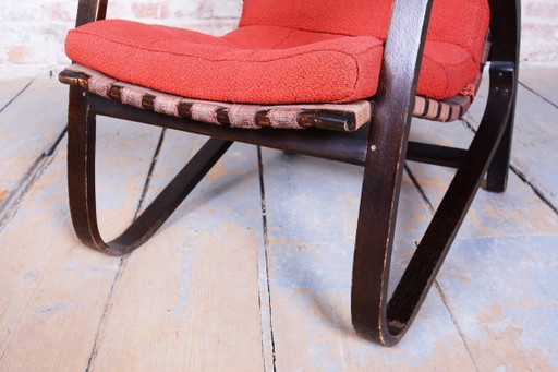 Pair of Restored Art Deco Armchairs, Designed by Jan Vaněk, Oak, Czech, 1940s – fauteuils, Textile, Wood (photo 2 of 18)