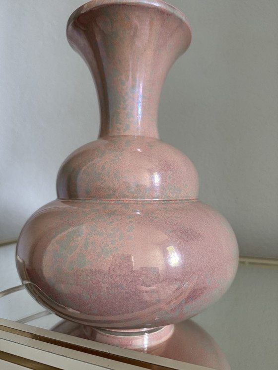 Image 1 of Charolles Irisée Roze Aardewerk Lamp jaren 80