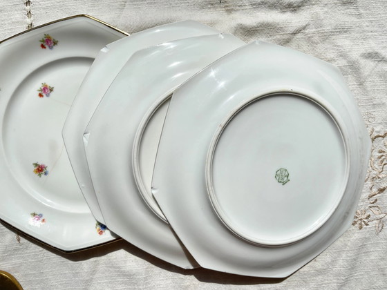 6 platos llanos de porcelana francesa floral LAMOTTE – Loza, Porcelain (photo 20 of 20)