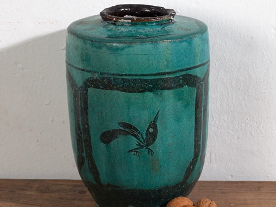 Antique tall turquoise green vase (c.1820) #30 (photo 2 of 40)