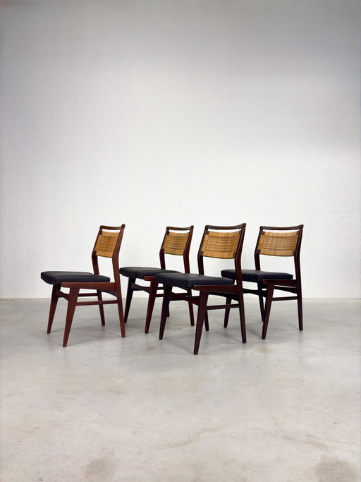 Mid-century Eetkamerstoelen met Rieten Rugleuning