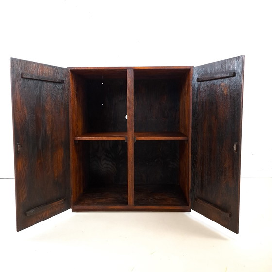 Image 1 of Vintage Art Deco style sideboard with rough dark brown wood