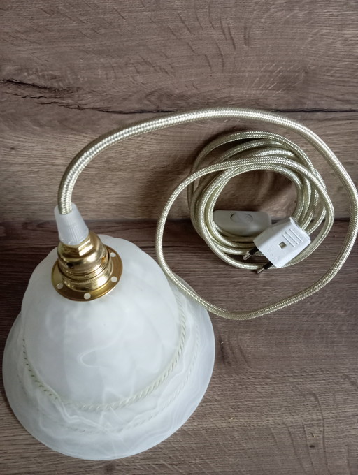 Lampe Baladeuse Nomade Verre Opaque Et Marbré Satiné, Vintage