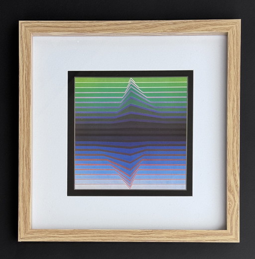 Victor Vasarely - dibujo original raro - 1971 - enmarcado