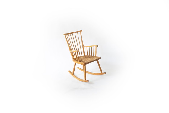 Image 1 of Vintage rocking chair - rattan & wood in Mid - Century look