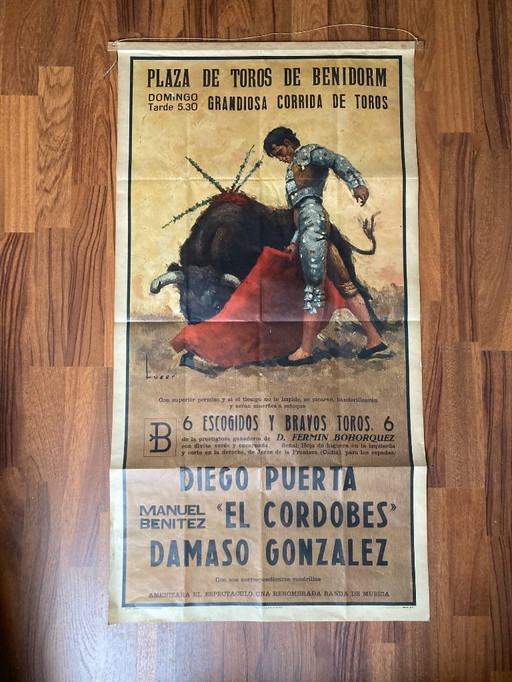 Gran cartel taurino original - años 60 - decoración vintage