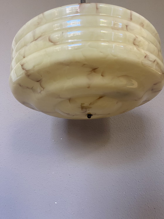 Image 1 of Lampada da soffitto vintage art déco in vetro marmorizzato