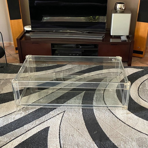 Roche Bobois coffee table. 1980. 126x70. Plexiglas and glass.