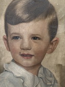 Dipinto a olio antico, ritratto di ragazzo