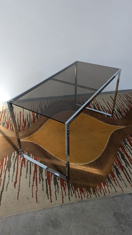Vintage Space Age Tafel en Stoelen – gastone Rinaldi, Eetkamerset, Glas, Metaal (photo 5 of 10)