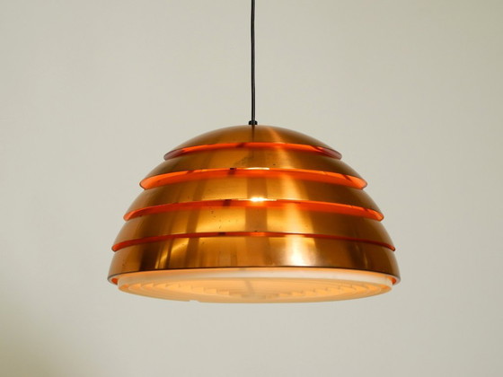 Image 1 of Lampe à suspension originale à lattes de cuivre des années 1960 par Hans-Agne Jakobsson pour Markaryd. Fabriqué en Suède