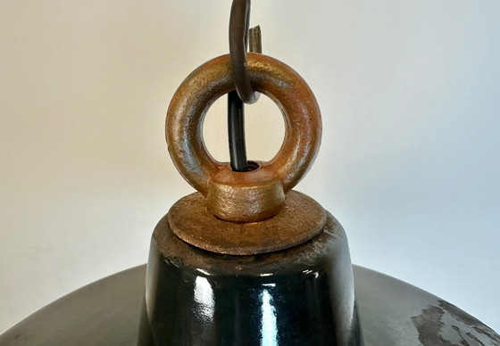 Image 1 of Black Enamel Industrial Pendant Lamp, 1950s