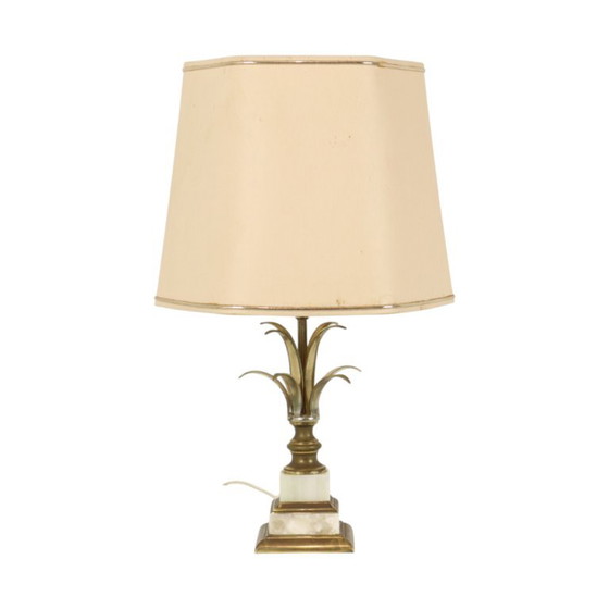 Lampe de table vintage palmier ananas, style années 70, 48 cm – Massive, Marble, Brass (photo 3 of 17)