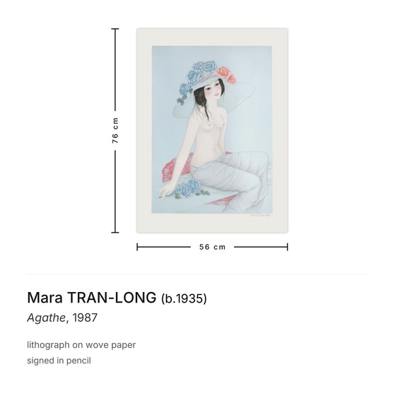 Lithographie signée Mara TRAN-LONG Agathe 1987 – Lithographies et sérigraphies, Paper (photo 3 of 5)