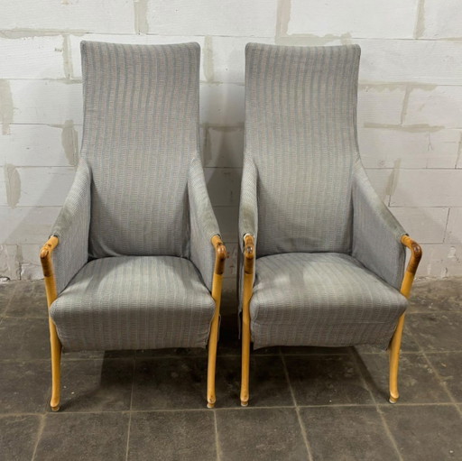 Giorgetti Progetti 63240 # Umberto Asnago Años 80 – fauteuils, Textile, Wood (photo 2 of 8)