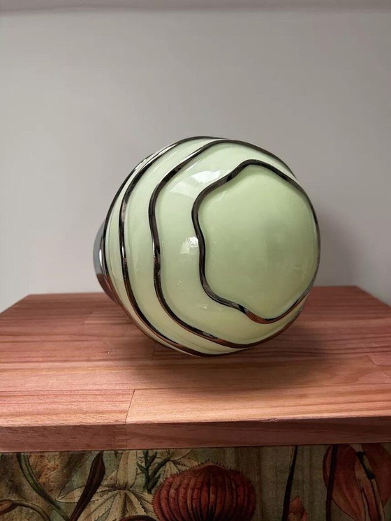 Image 1 of Vintage Pastel Globe Chrome Wall Sconce