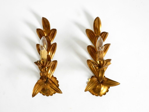 Pair of 1960s Italian gold-plated Florentine wall lamps