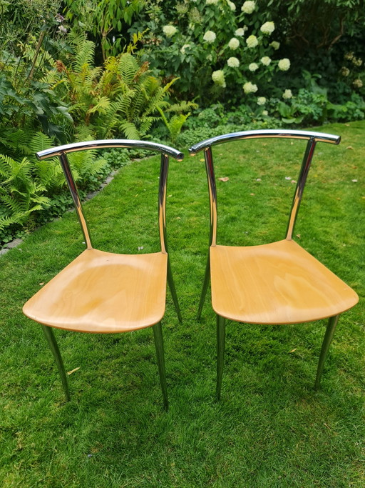 Segis Italy Set Van 2 – eetkamerstoelen, Chrome, Wood