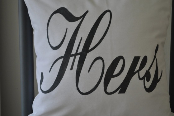 His and Hers Cotton Canvas Pillowcase, Wedding Gift, Home Decor / Set of 2 – Polyester (photo 3 of 7)