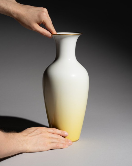 Rosenthal Selb-Plößberg H34.5cm Porcelain Vase Gold Rim & Yellow Gradient Décor