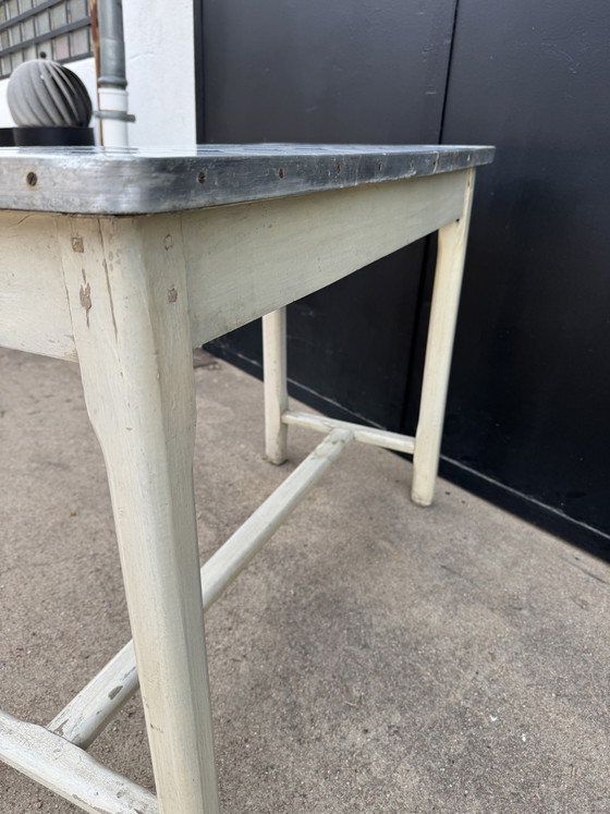 50s Enamelled Sheet Metal Wood Kitchen Table – Side tables, Vintage (photo 13 of 15)
