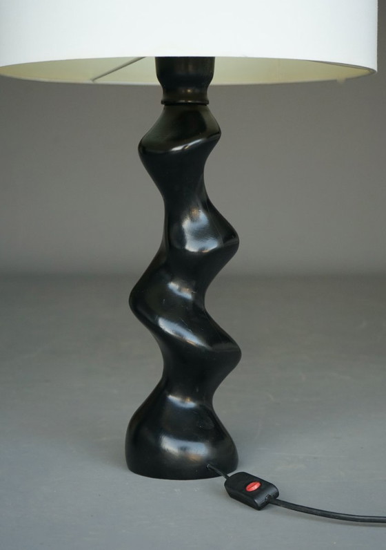 Model 42 Sculptural Ebonised Wood Table Lamp from Temde Leuchten, 1970s (photo 6 of 13)