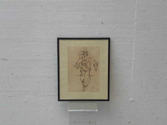 Image 1 of Lithografie Clown / Harlekijn van A. Hürlimann, beperkte oplage, jaren 70