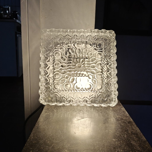 Plafonnier/applique murale vintage en verre glacé des années 1970 – Style brutaliste et futuriste