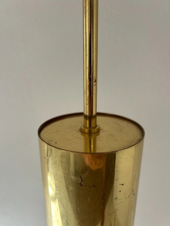 Image 1 of Lampada a sospensione d'epoca in ottone e opalina, Limburg, Germania 1960