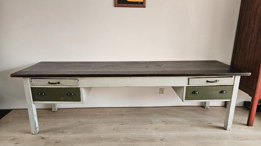 Antico tavolo da fornaio francese XXL