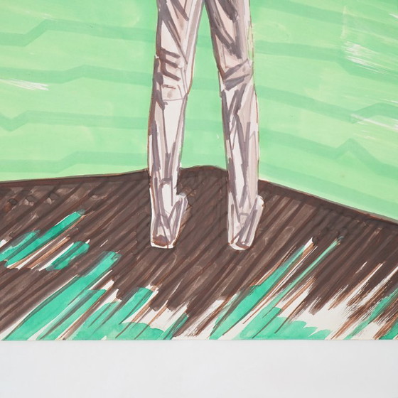 Image 1 of Mario Rossello, technique mixte sur papier, années 1970