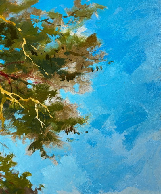 Image 1 of Original Oil Painting Day Forest Landscape Whisper of forest and water