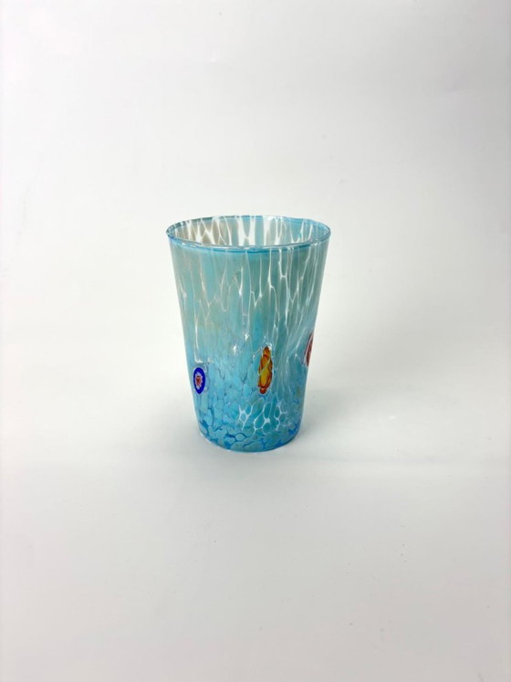 Image 1 of Set di 6 bicchieri in vetro soffiato veneziano con murrine Effetre Murano fuse nel vetro, hand made in italy.