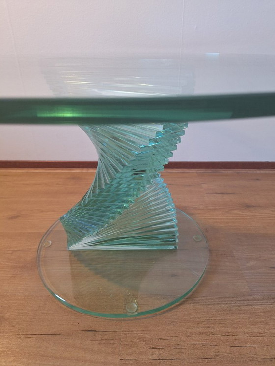 Image 1 of Helix Spiral Table basse sculpturale en verre dans le style de Danny Lane, années 1980