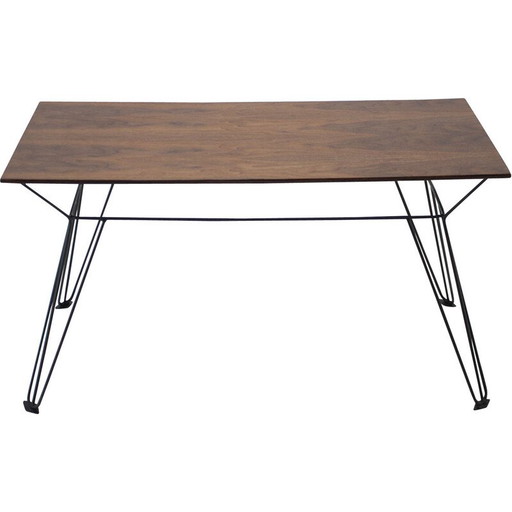 Vintage walnootfineer bijzettafel, Tsjecho-Slowakije 1970