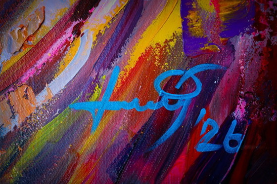 Image 1 of Unique hand-painted Buddha painting "Peace Within" – Seksak Jaichumchen – 80 × 100 cm