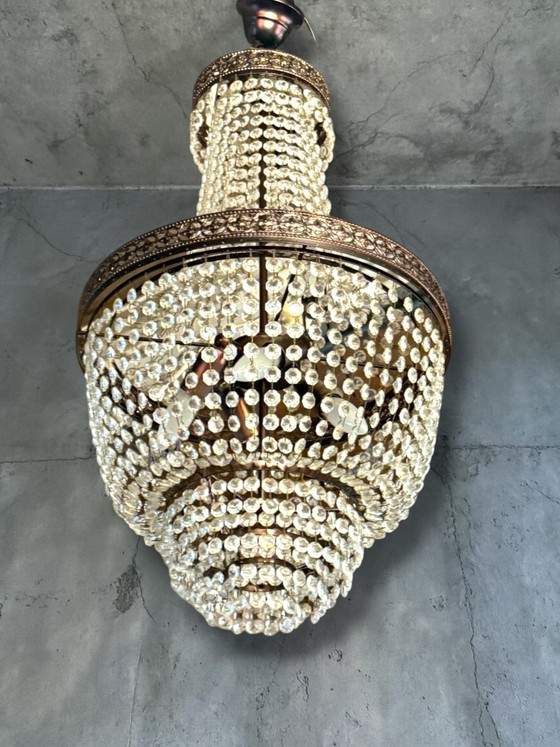 Vintage Empire Revival Style Crystal Chandelier – cristalstrass, Bronze (photo 7 of 7)